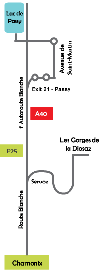 directions to Passy and Gorges de la Diosaz