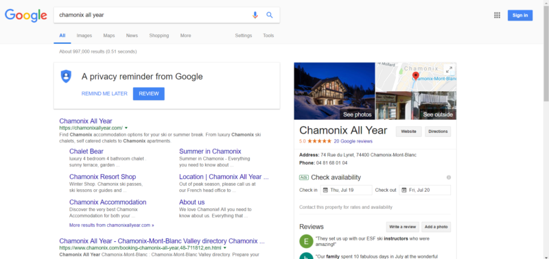 google-business-listing-screenshot Ski chalet scam
